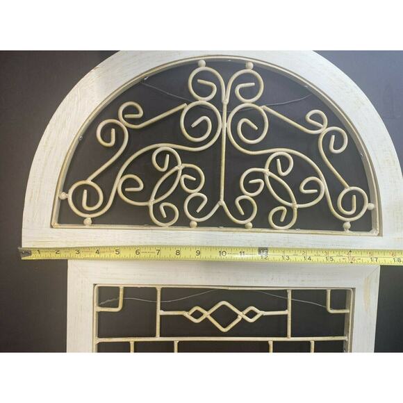 Vintage Shabby Chic Metal Scroll Whitewashed Wall Garden Patio Art x3 - Picture 6 of 12